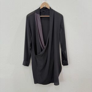 Elegant Black Draped Women's Dress